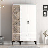 Kledingkasten - Kledingkast Kumual PT Walnoot Wit Melamine 120x47,5x201,4 cm - Dimehouse