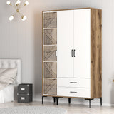 Kledingkasten - Kledingkast Kumual PT Walnoot Wit Melamine 120x47,5x201,4 cm - Dimehouse