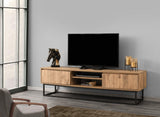 TV Meubels - TV Meubel Belinda Zwart Dennenhout Melamine 180x50x40 cm - Dimehouse