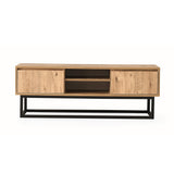 TV Meubels - TV Meubel Belinda Zwart Dennenhout Melamine 180x50x40 cm - Dimehouse