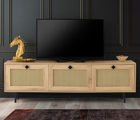 TV Meubels - TV Meubel Japandi Alcazar Eik Melamine 180x60x40 cm - Dimehouse