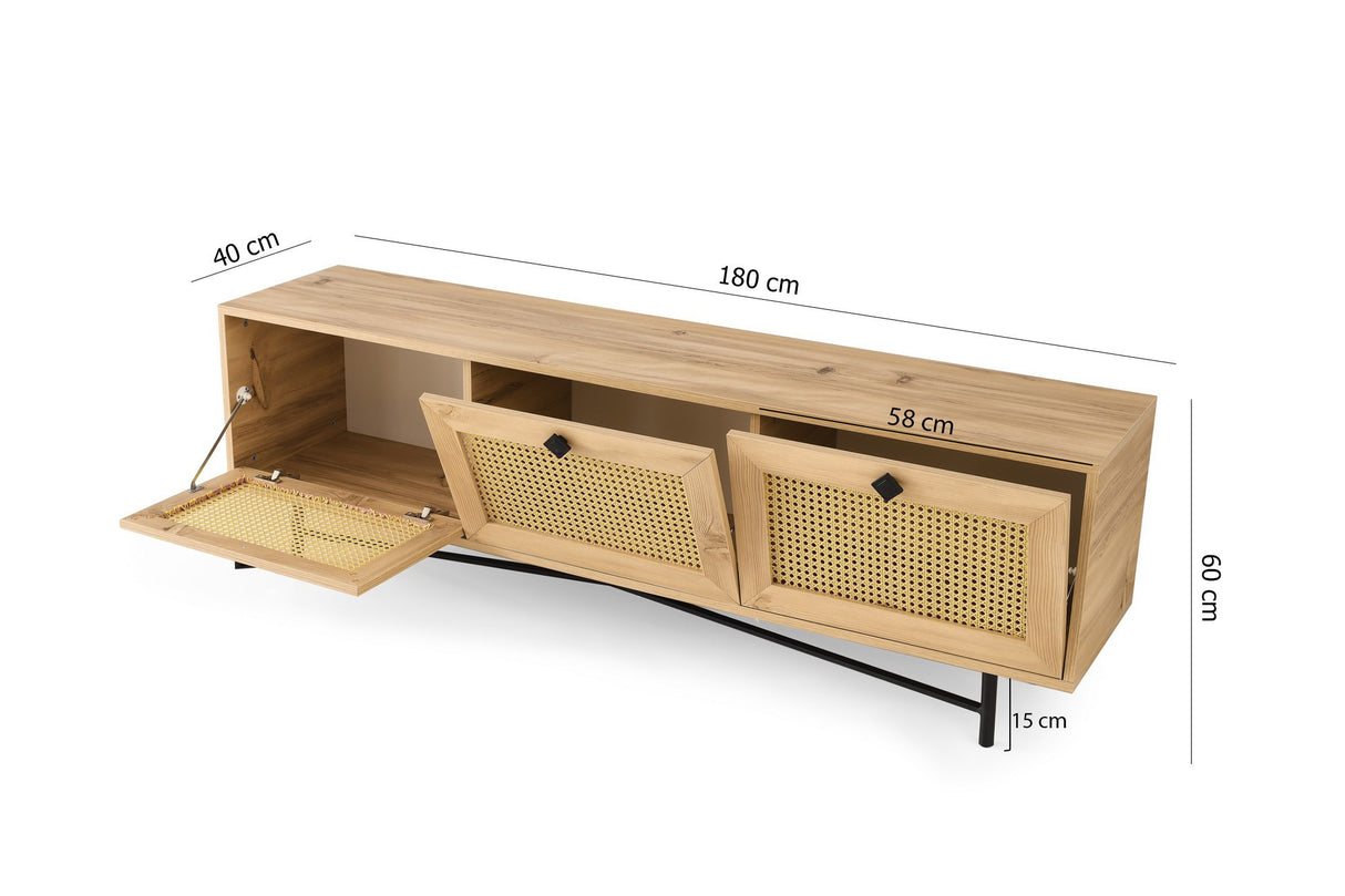 TV Meubels - TV Meubel Japandi Alcazar Eik Melamine 180x60x40 cm - Dimehouse