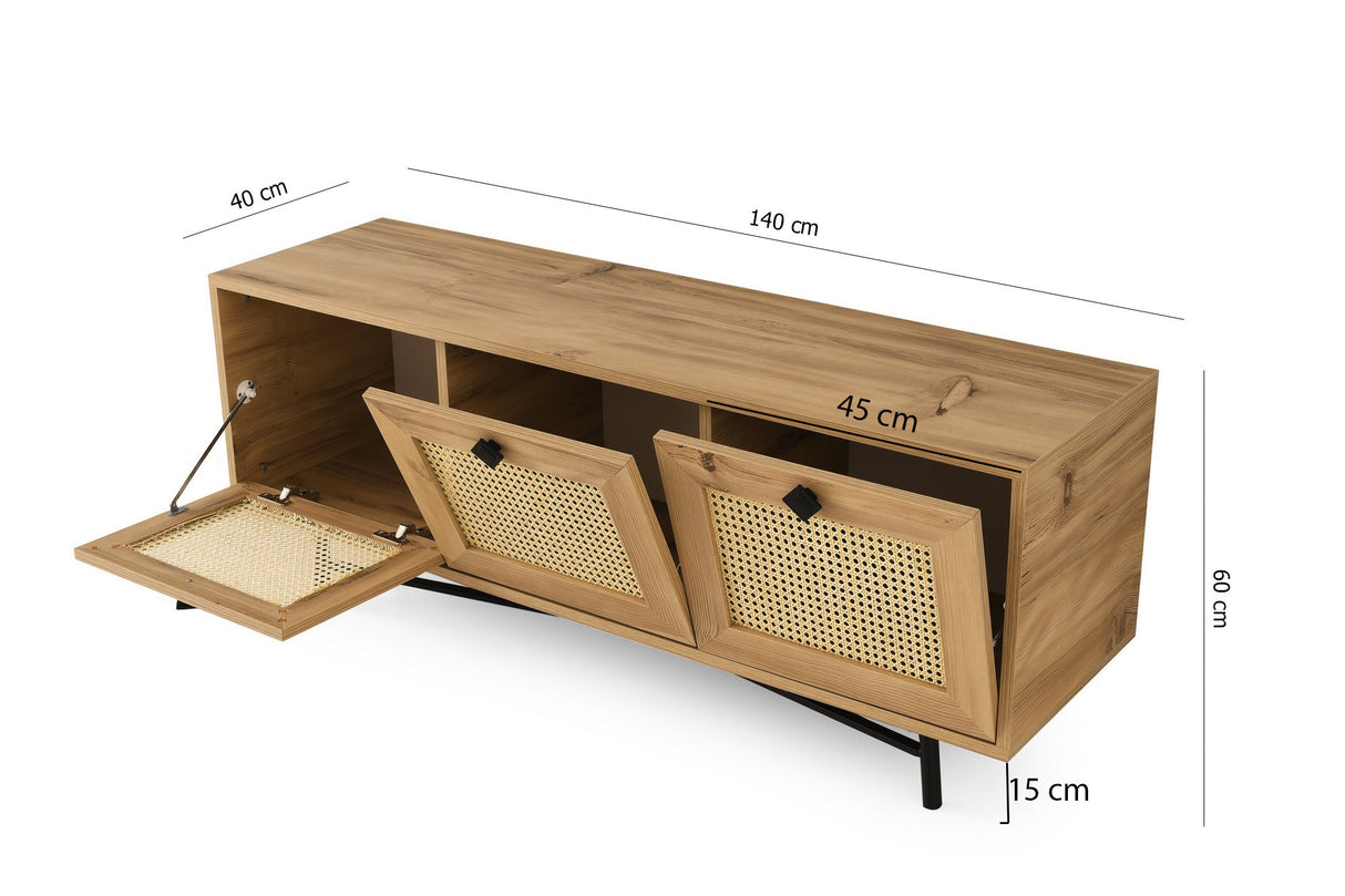 TV Meubels - Japandi TV Meubel Alcazar Eik Melamine 140x60x40 cm - Dimehouse