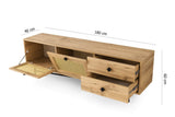 TV Meubels - TV Meubel Japandi Hapsiyas Eik Zwart Melamine 180x60x40 cm - Dimehouse