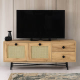 TV Meubels - TV Meubel Hapsiyas Eik Zwart Melamine 140x60x40 cm - Dimehouse
