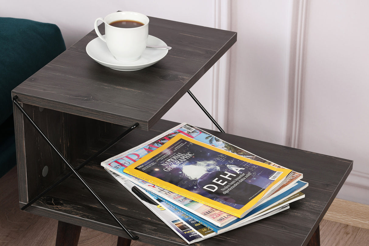 Nachtkastjes - Nachtkastje Cross Donkerbruin Melamine 50x55x40 cm - Dimehouse