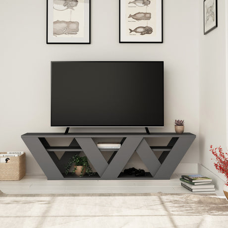 TV Meubels - TV Meubel Ralla Antraciet Melamine 158x40x30 cm - Dimehouse