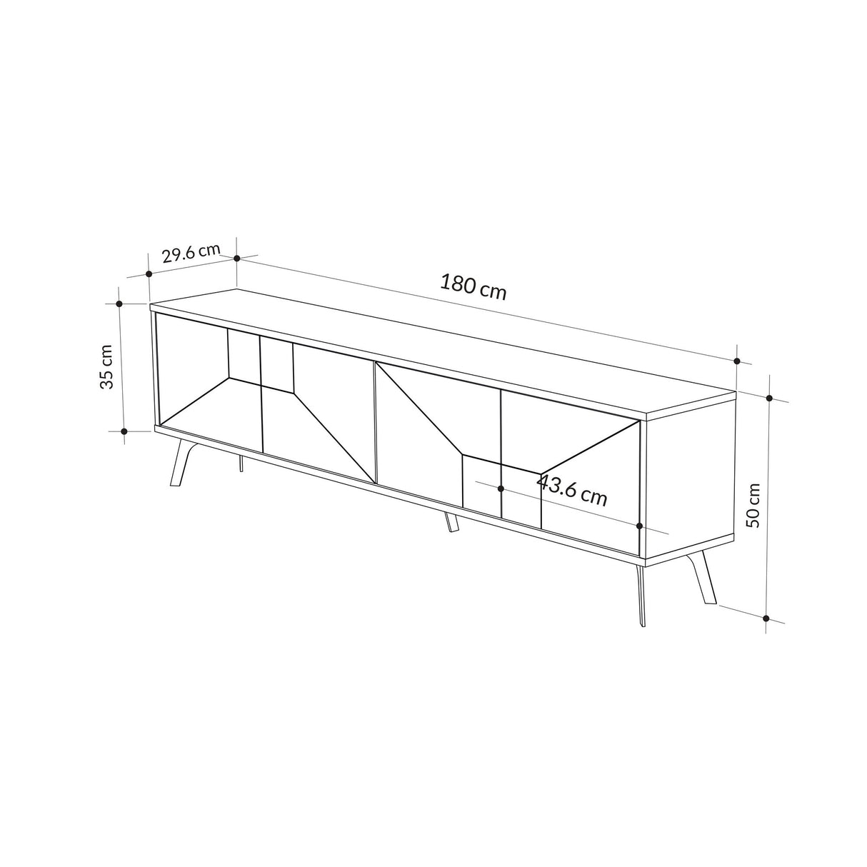 TV Meubels - TV Meubel Dune Wit Melamine 180x50x29,6 cm - Dimehouse