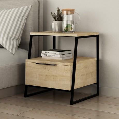 Nachtkastjes - Nachtkastje Pal Eik Melamine 45x50x40 cm - Dimehouse