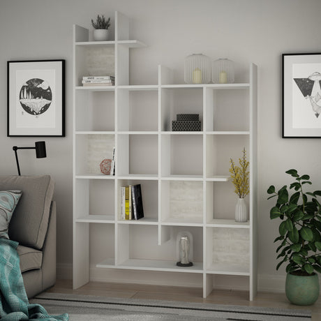 Boekenkasten - Boekenkast wit melamine Manco 122x188x25,5 cm - Dimehouse