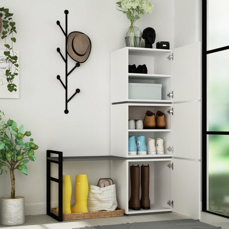 Skoskab Mello Hvid Antracit Melamin 109x149x39 cm