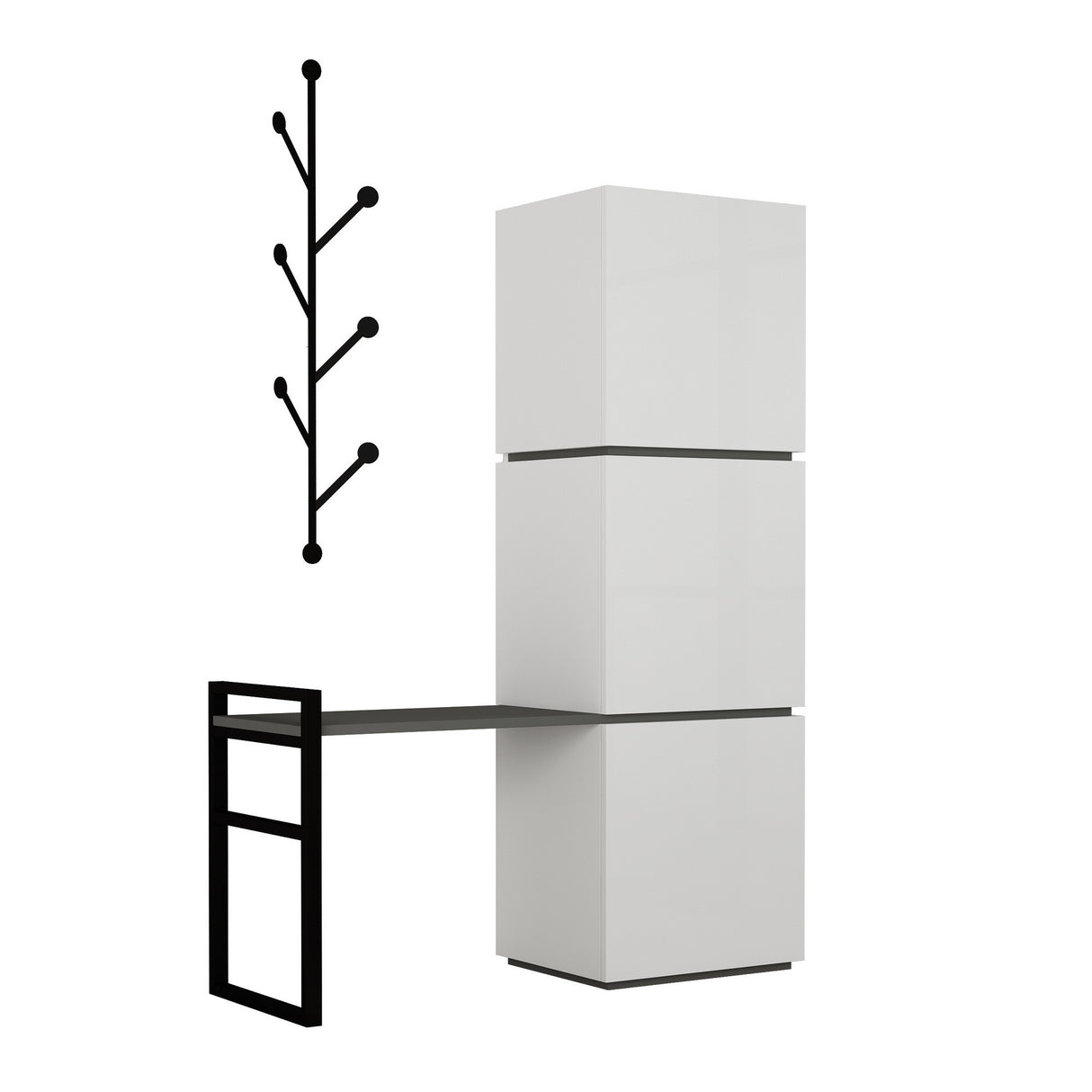 Schoenenkasten - Schoenenkast Mello Wit Antraciet Melamine 109x149x39 cm - Dimehouse