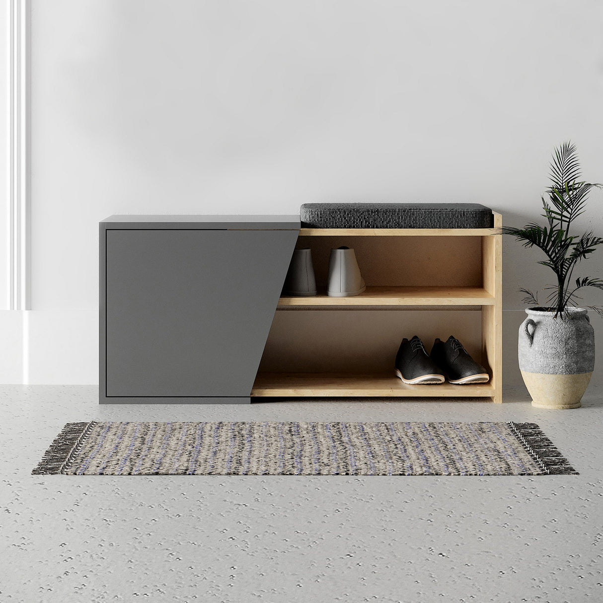 Skoskab Fiona Eg Antracit Melamin 104x37x47 cm
