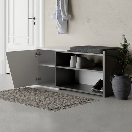 Skoskab Fiona Bænk Antracit Hvid Melamin 104,6x47,2x37,5 cm