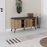 Schoenenkasten - Schoenenkast Dune Bench Naturel Melamine 107x55x35 cm - Dimehouse