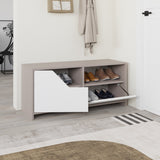 Schoenenkasten - Schoenenkast Nexus Mokka Wit Melamine 105x47x37 cm - Dimehouse