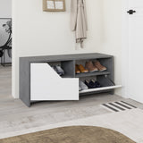 Schoenenkasten - Schoenenkast Nexus Grijs Wit Melamine 105x47x37 cm - Dimehouse