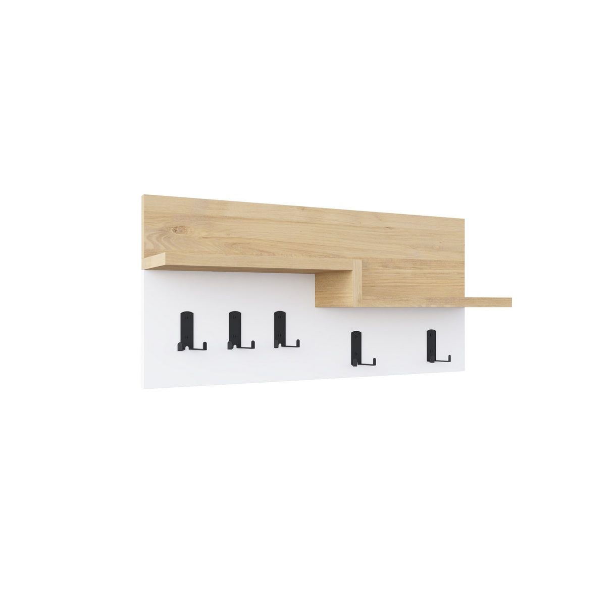 Krog 5-Haaks Hvid, Eg Melamin - 65 cm 