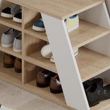 Schoenenkasten - Schoenenkast Pyramid Eik Wit Melamine 105,5x50x37,5 cm - Dimehouse
