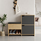 Schoenenkasten - Schoenenkast Haven Antraciet Eik Melamine 101,5x80,5x35,5 cm - Dimehouse