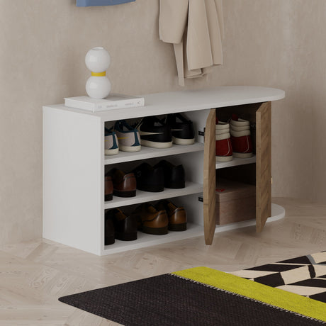 Skoskab Nova Skobænk Naturhvid Melamin 104x50x37 cm
