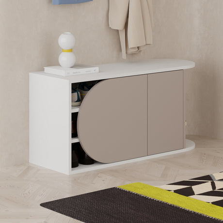 Skoskab Nova Skobænk Mokka Hvid Melamin 104x50x37 cm