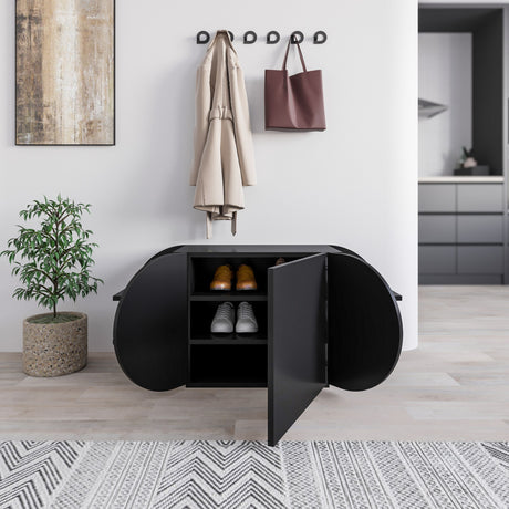 Skoskab Pozy Skobænk Sort Melamin 110x50x40,4 cm