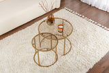 Moderne Ronde Salontafel Set van 2 Uru Goud - Brons Glas - 60/42 cm