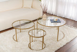 Moderne Rundt Sofabord Sæt af 3 Uru Guld - Transparent Glas - 80/60/42 cm 