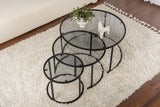 Moderne Sofabord Sæt med 3 Uru Sort - Gråt Glas - 80/60/42 cm 