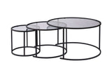 Moderne Sofabord Sæt med 3 Uru Sort - Gråt Glas - 80/60/42 cm 