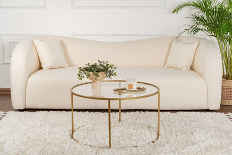 Moderne Ronde Salontafel Uru Goud - Glas - 80 cm