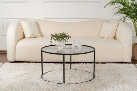 Moderne Ronde Salontafel Uru Zwart - Grijs Glas - 80 cm