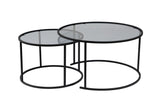 Moderne Rundt Sofabord Sæt af 2 Uru Sort - Gråt Glas - 80/60 cm 
