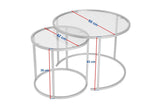 Moderne Ronde Salontafel Set van 2 Uru Zwart - Grijs Glas - 60/42 cm