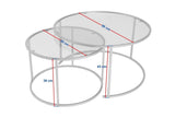 Moderne Ronde Salontafel Set van 2 Uru Goud - Transparant Glas - 80/60 cm