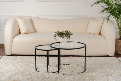 Moderne Ronde Salontafel Set van 2 Uru Zwart - Transparant Glas - 60/42 cm