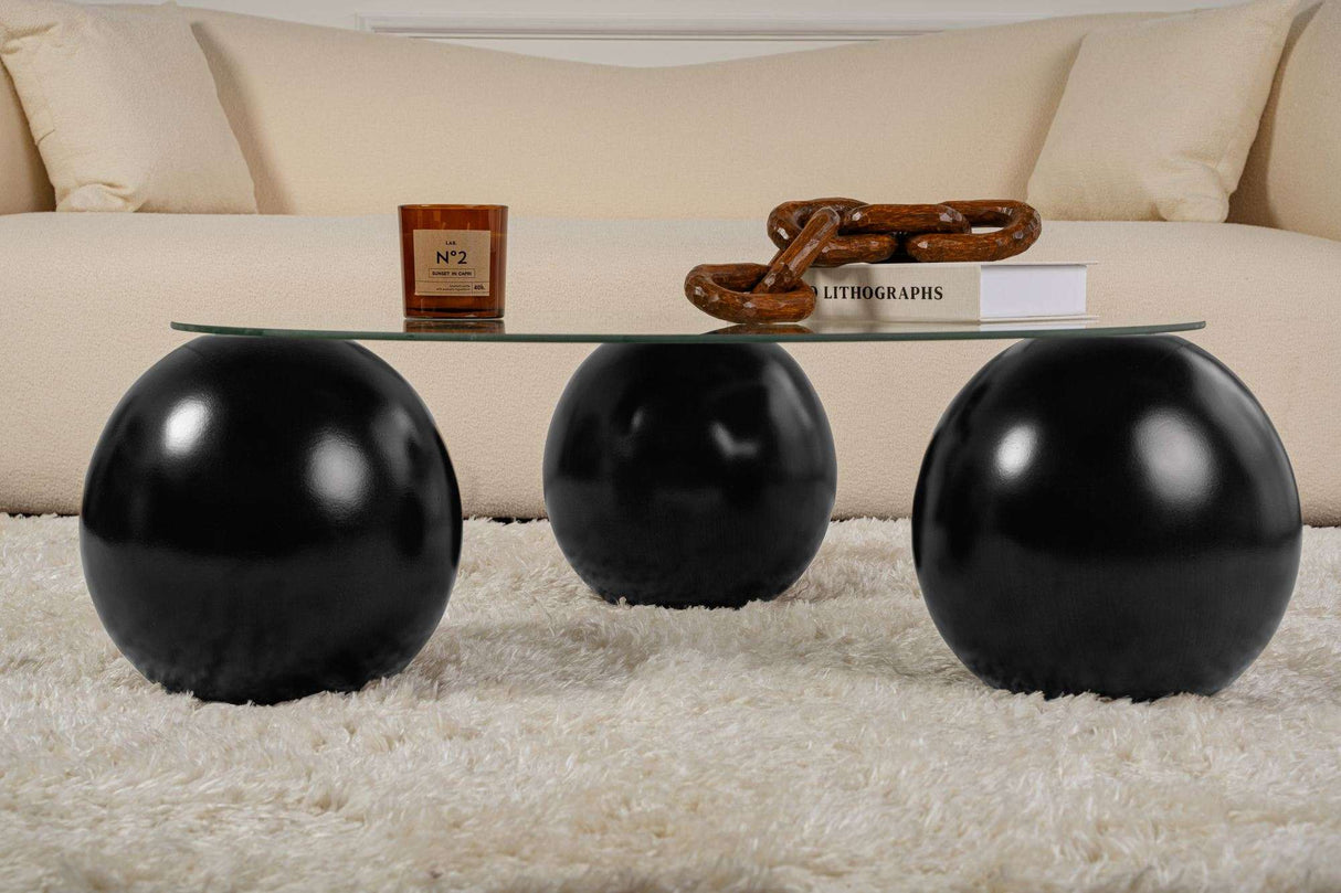 Salontafel Miro zwart en transparant 85x85 cm gehard glas Black Transparent Tempered glass