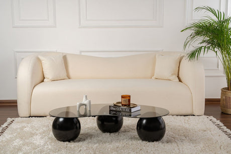 Salontafel Sphere 120x70x30 cm Zwart Grijs Black Grey Tempered glass