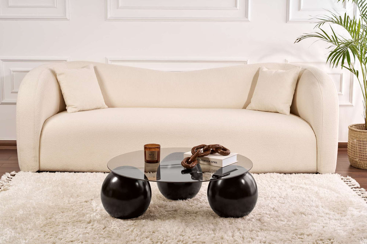 Salontafel Miro Gehard glas Zwart Grijs 85x85 cm Black Grey Tempered glass