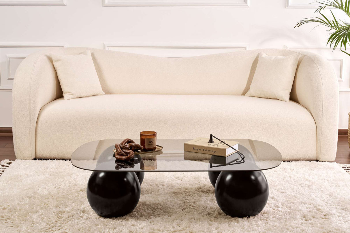 Salontafel Evara 118x75x30 cm Gehard Glas zwart en grijs Black Grey Tempered glass