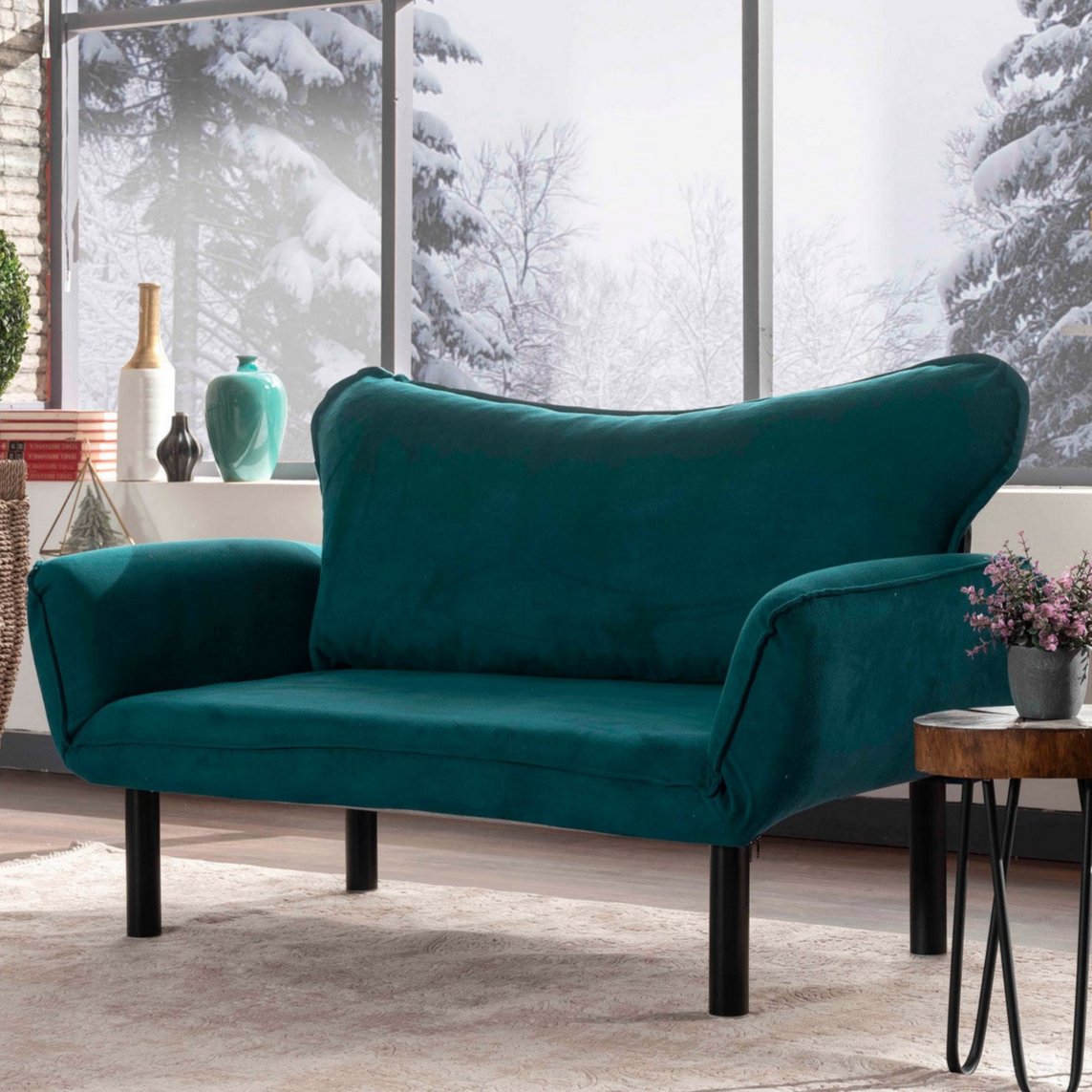 Banken - Slaapbank Petrol Blauw Velvet - twee persoons - Chatto - Dimehouse