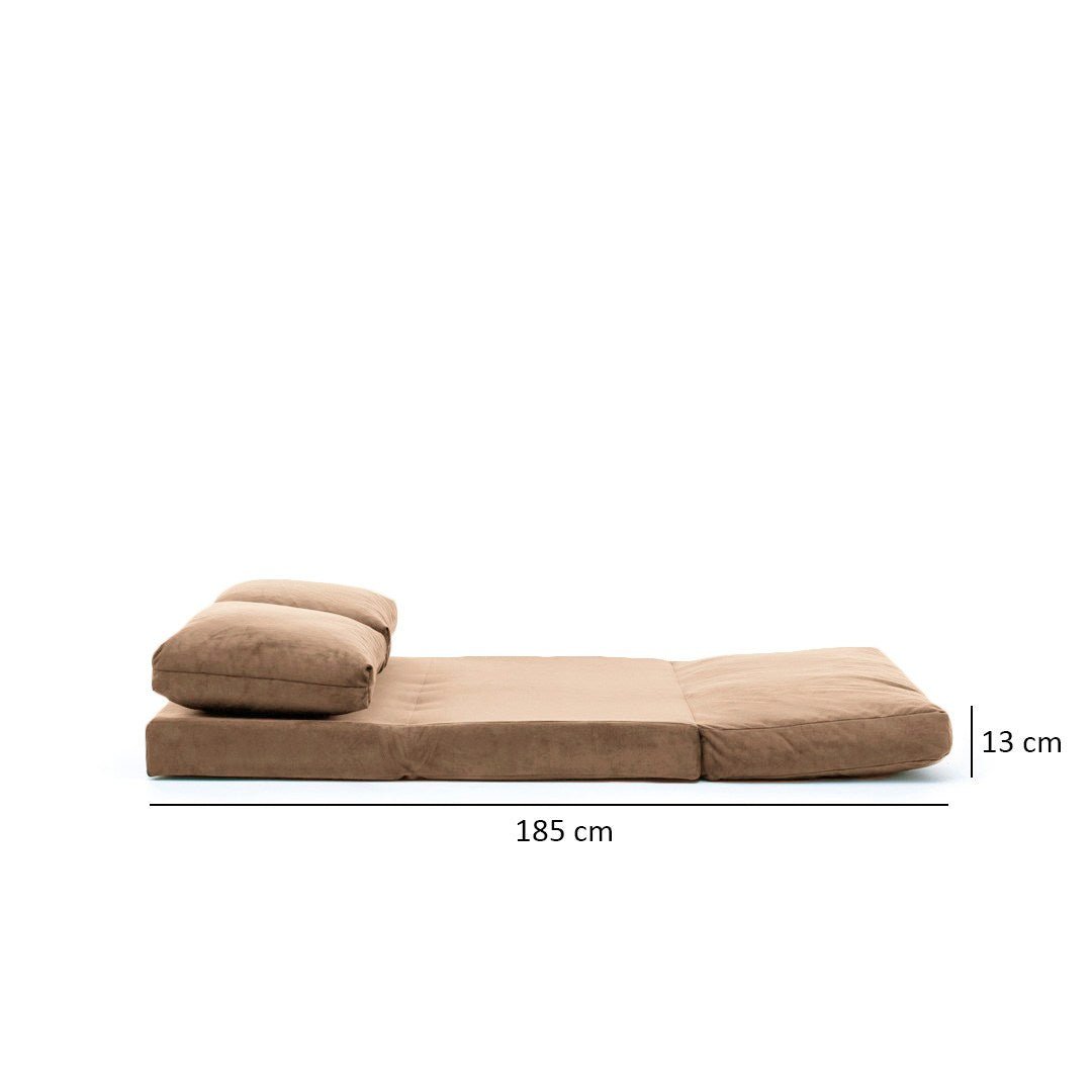 Sovesofa Japandi kamelbrunt stof 2-personers - lav ryg og justerbar - Taida