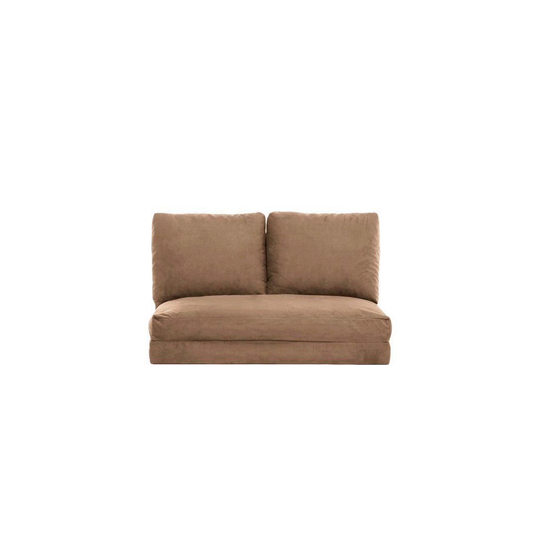 Sovesofa Japandi kamelbrunt stof 2-personers - lav ryg og justerbar - Taida