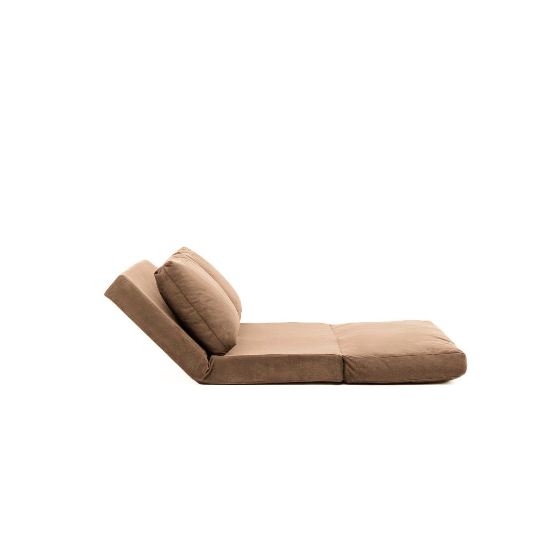 Sovesofa Japandi kamelbrunt stof 2-personers - lav ryg og justerbar - Taida