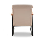 Retro gyngestol beige fløjl med bøgetræ armlæn Yoka