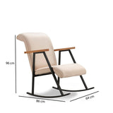 Retro gyngestol beige fløjl med bøgetræ armlæn Yoka