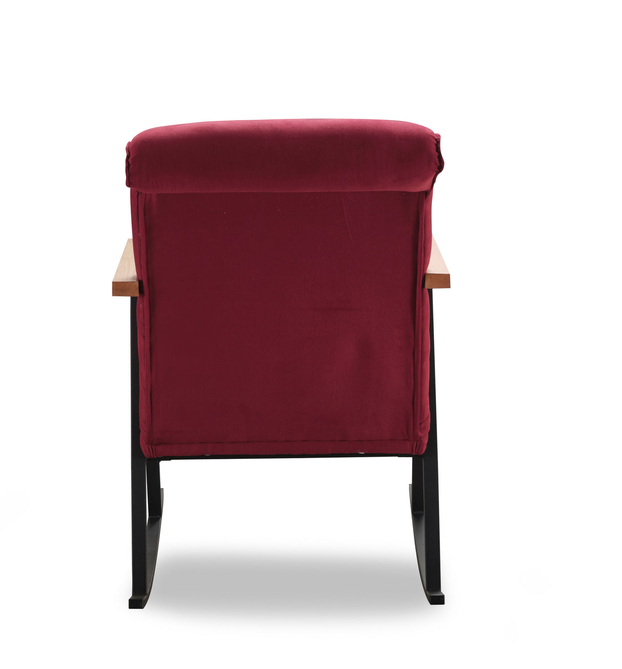 Fauteuils - Retro schommelstoel bordeaux rood velvet met beukenhout armleuning Yoka - Dimehouse