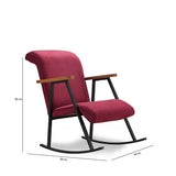 Fauteuils - Retro schommelstoel bordeaux rood velvet met beukenhout armleuning Yoka - Dimehouse
