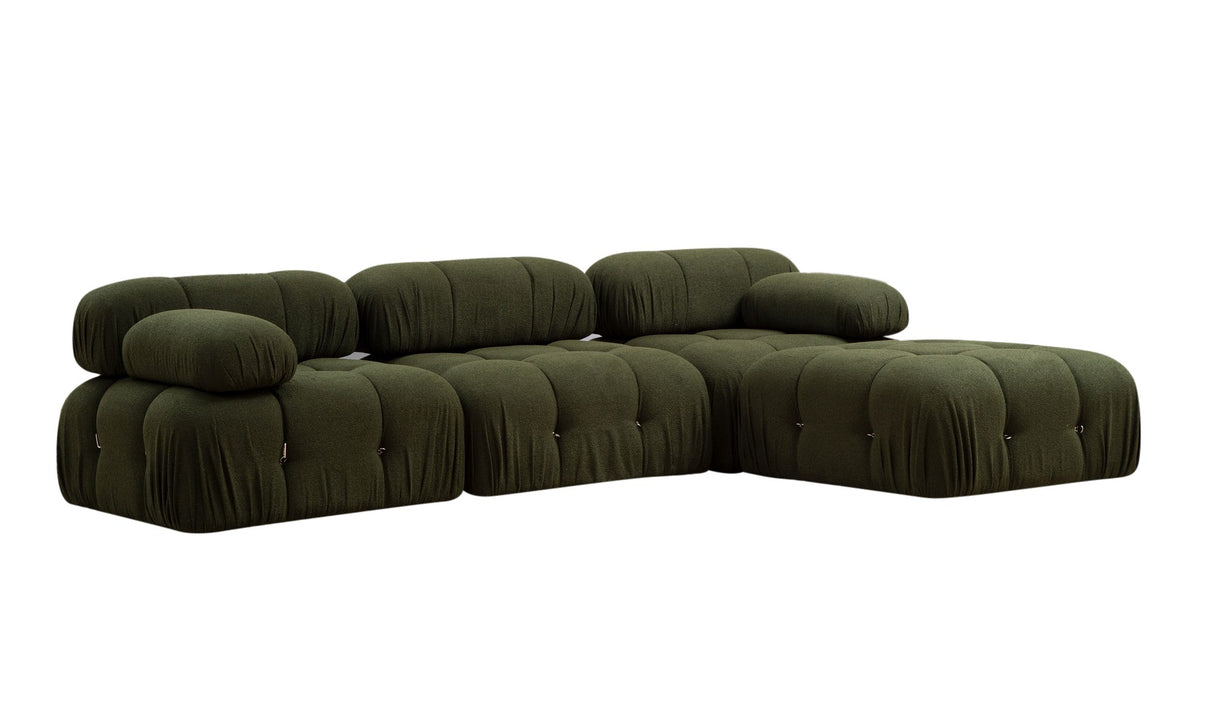 Banken - Modulaire XXL hoekbank Bubble met hocker - velvet groen - Dimehouse